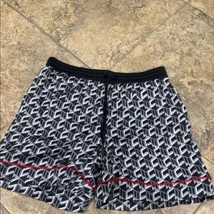 MCM Black and White Geometric Pattern Shorts